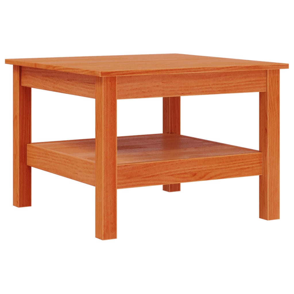 vidaXL Mesa de centro madera maciza de pino marrón cera 55x55x40 cm