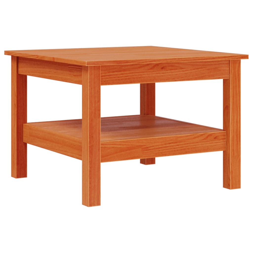 vidaXL Mesa de centro madera maciza de pino marrón cera 55x55x40 cm