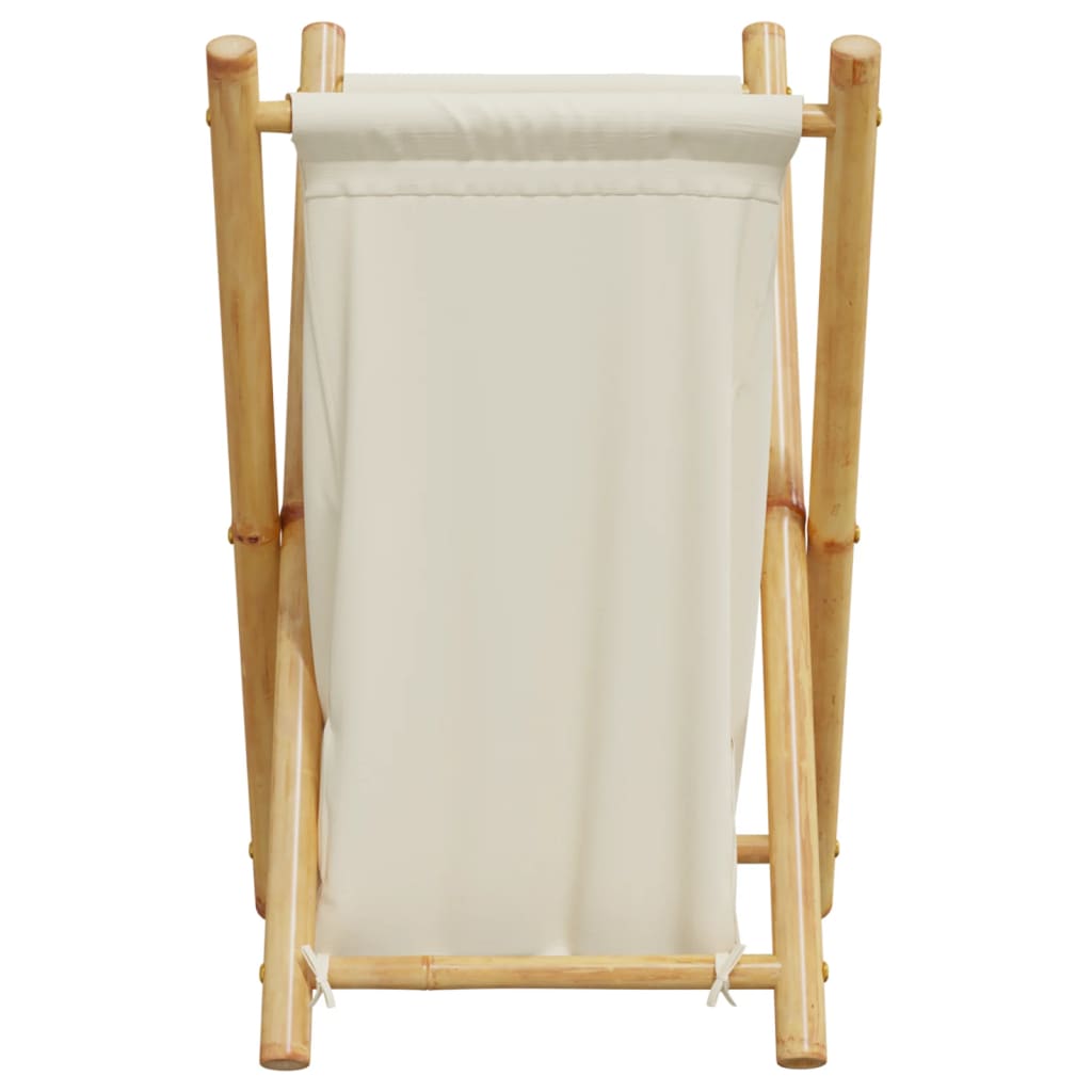 vidaXL Cesto de la ropa sucia de bambú blanco crema 41,5x36x63,5 cm