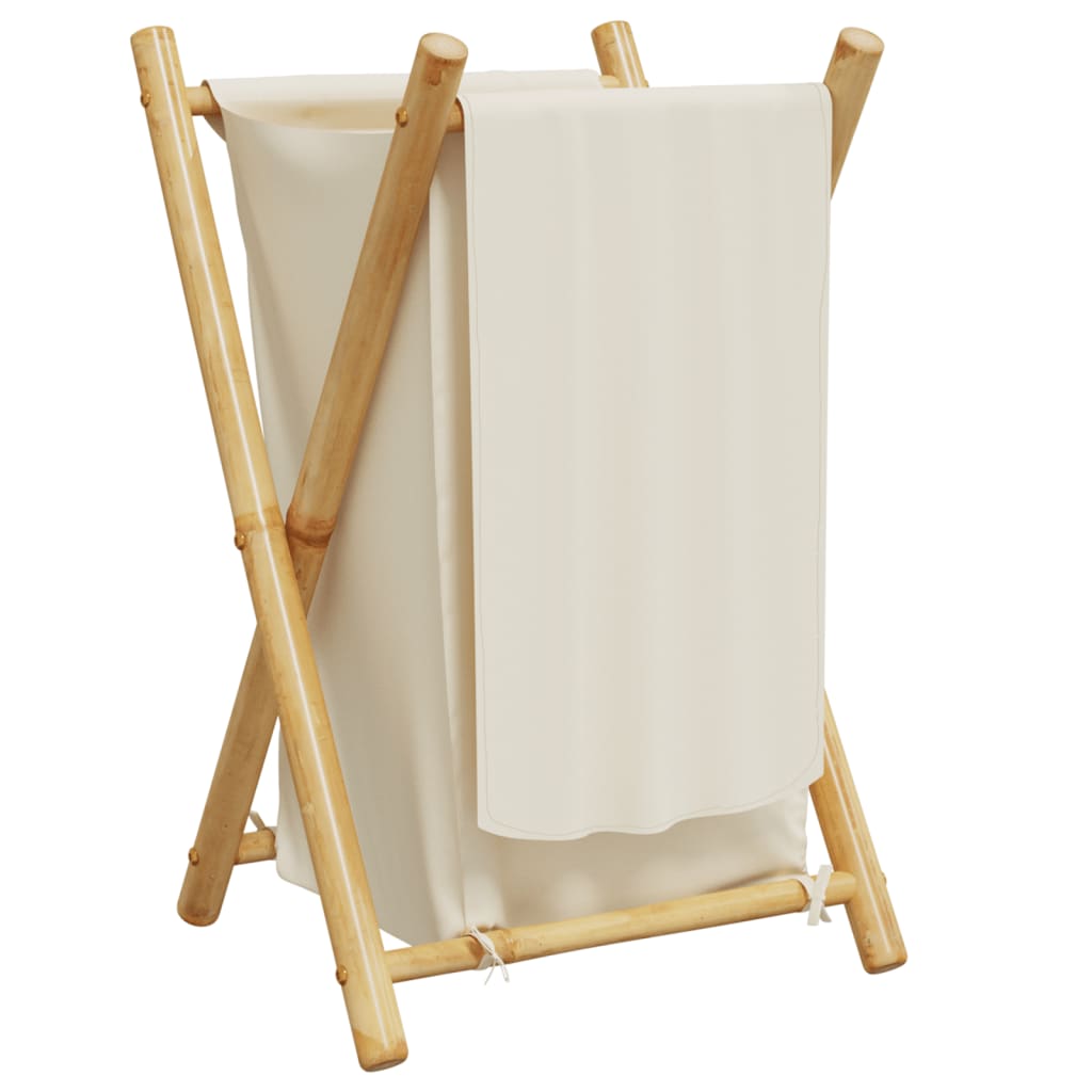 vidaXL Cesto de la ropa sucia de bambú blanco crema 41,5x36x63,5 cm