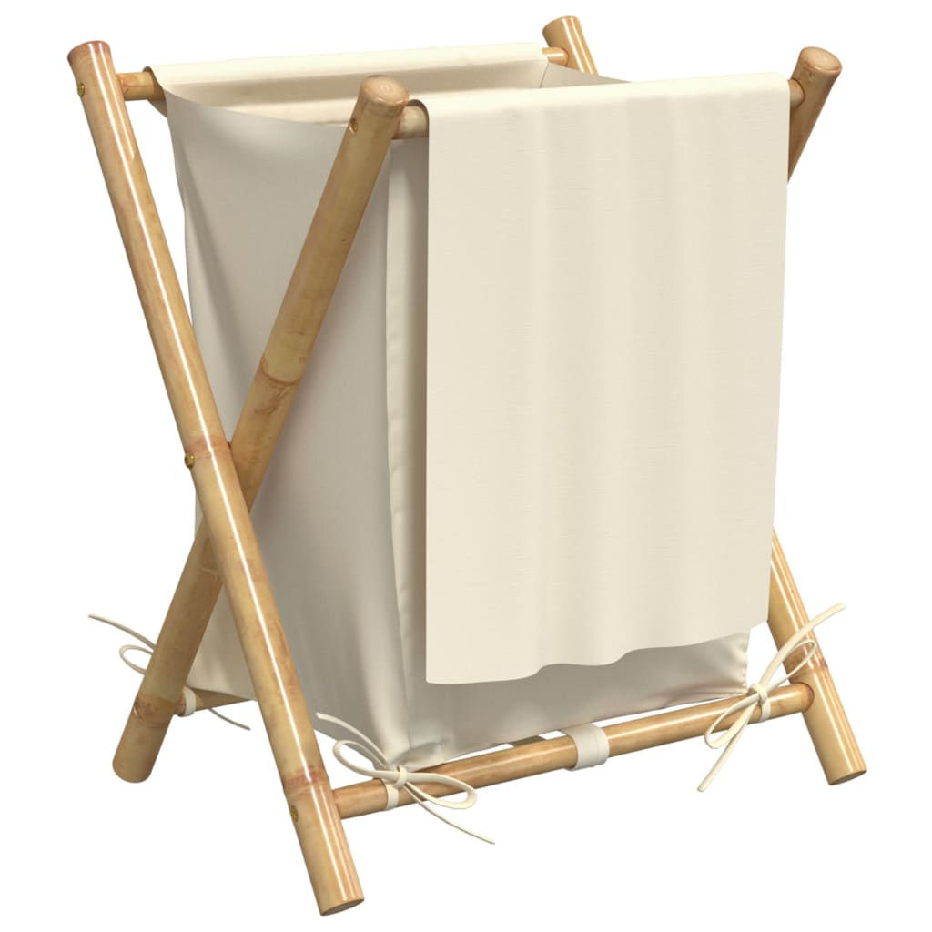 vidaXL Cesto de la ropa sucia de bambú blanco crema 45x55x63,5 cm