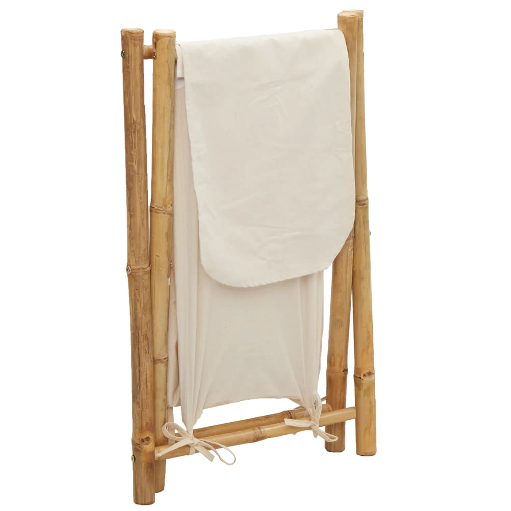 vidaXL Cesto de la ropa sucia de bambú blanco crema 45x55x63,5 cm