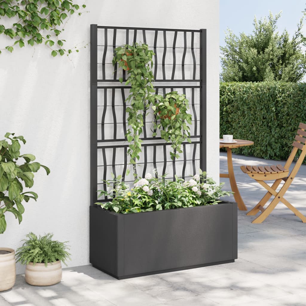 vidaXL Jardinera con enrejado PP gris oscuro 80x36x140 cm