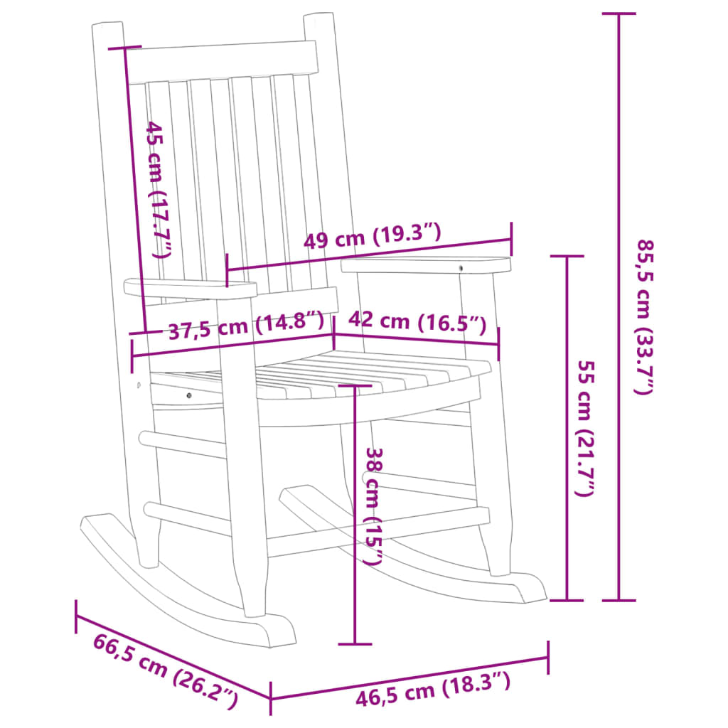 vidaXL Mecedora para niños madera maciza de álamo negro