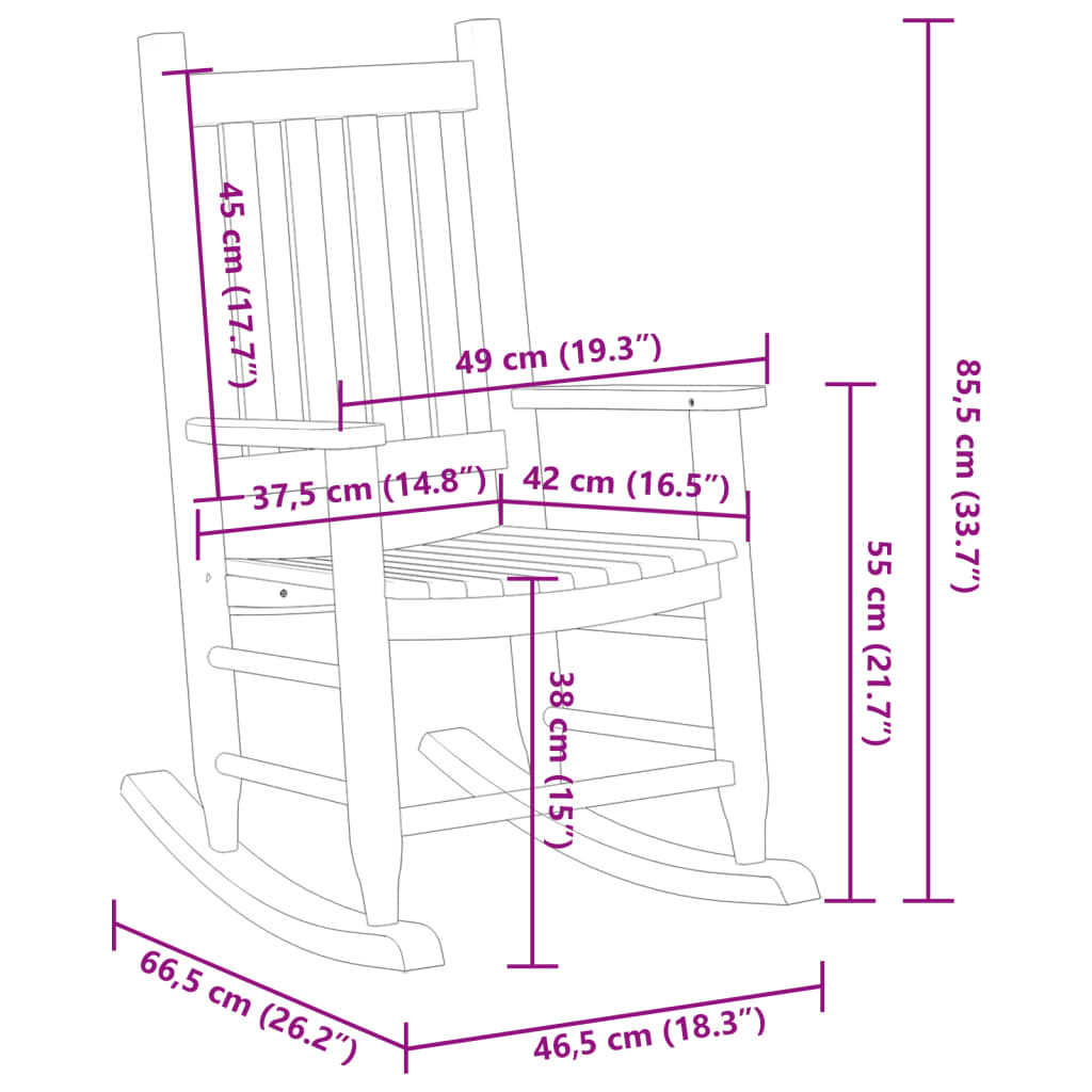 vidaXL Mecedora para niños madera maciza de álamo marrón