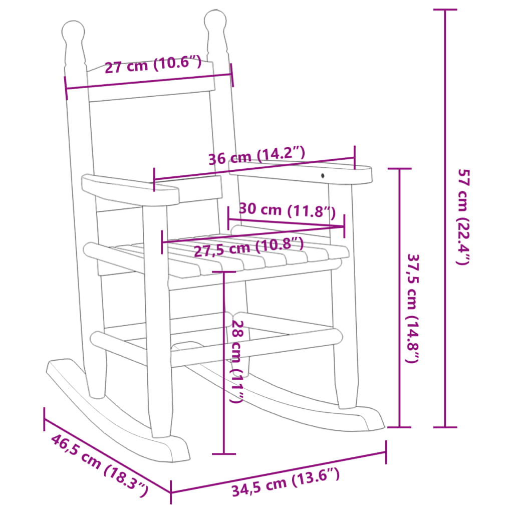 vidaXL Mecedora para niños madera maciza de álamo roja