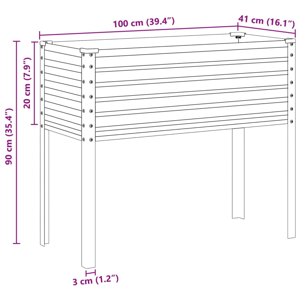 vidaXL Jardinera de acero verde 100x41x90 cm