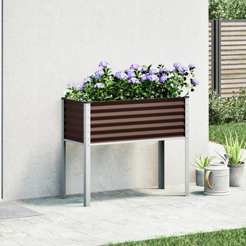 vidaXL Jardinera de acero marrón 100x41x90 cm