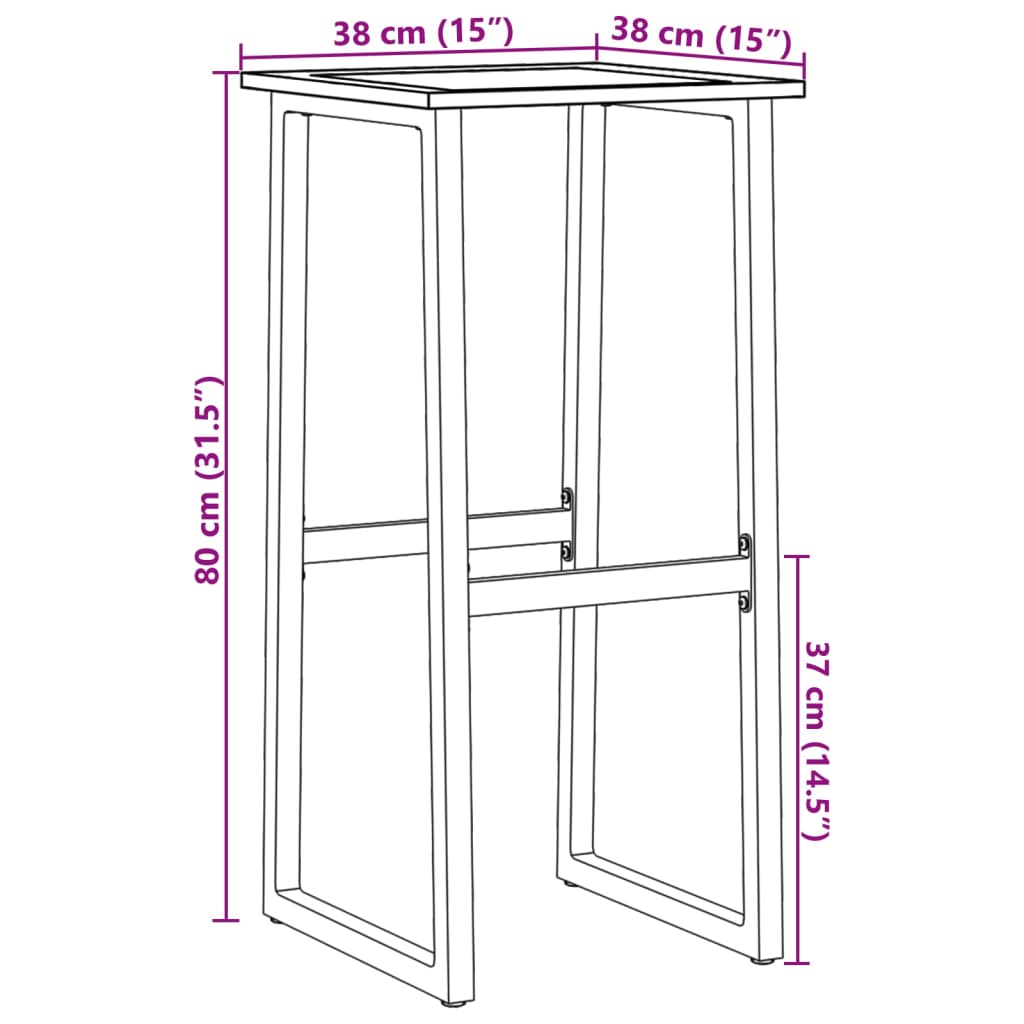 vidaXL Taburetes de bar 2 unidades acero negro 38x38x80 cm