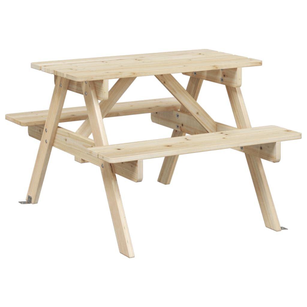 vidaXL Mesa de picnic para 4 niños agujero para sombrilla madera abeto