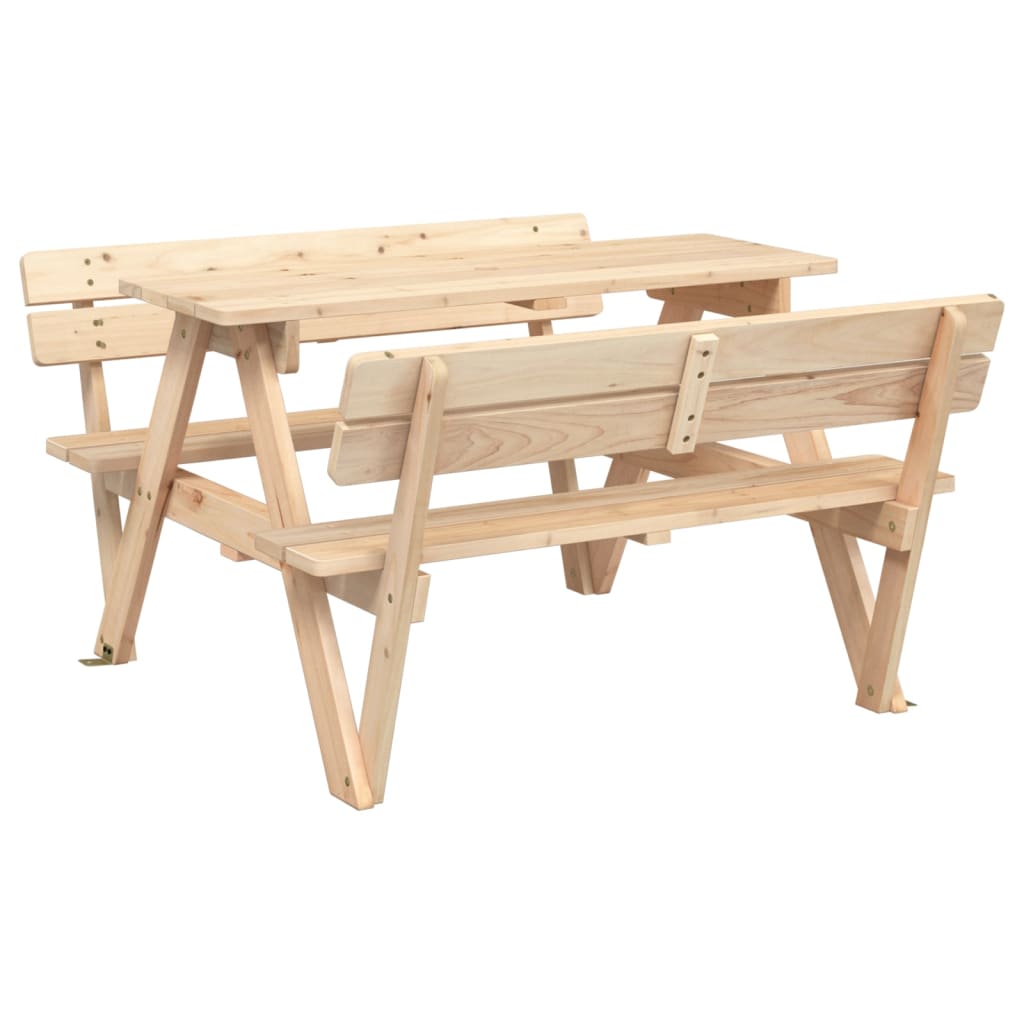 vidaXL Mesa de picnic para 4 niños agujero para sombrilla madera abeto