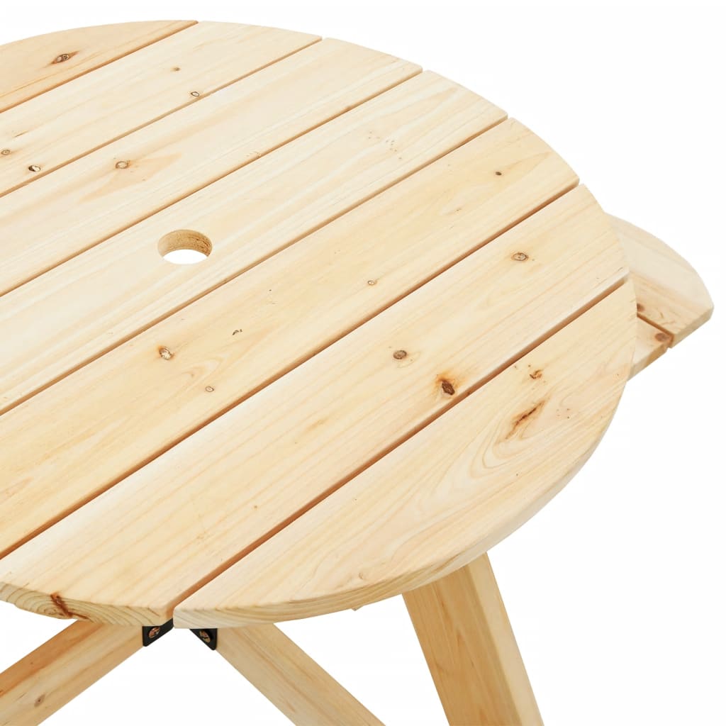 vidaXL Mesa de picnic para 4 niños agujero para sombrilla madera abeto