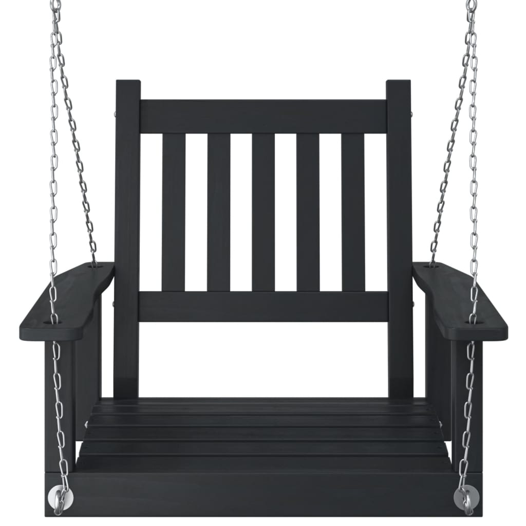 vidaXL Silla columpio jardín con cadenas de metal madera abeto negro