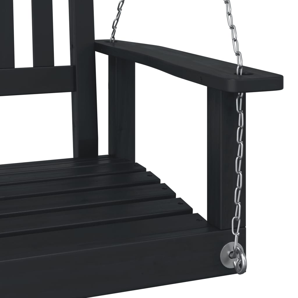 vidaXL Silla columpio jardín con cadenas de metal madera abeto negro