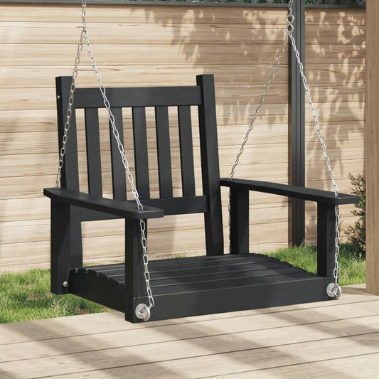 vidaXL Silla columpio jardín con cadenas de metal madera abeto negro