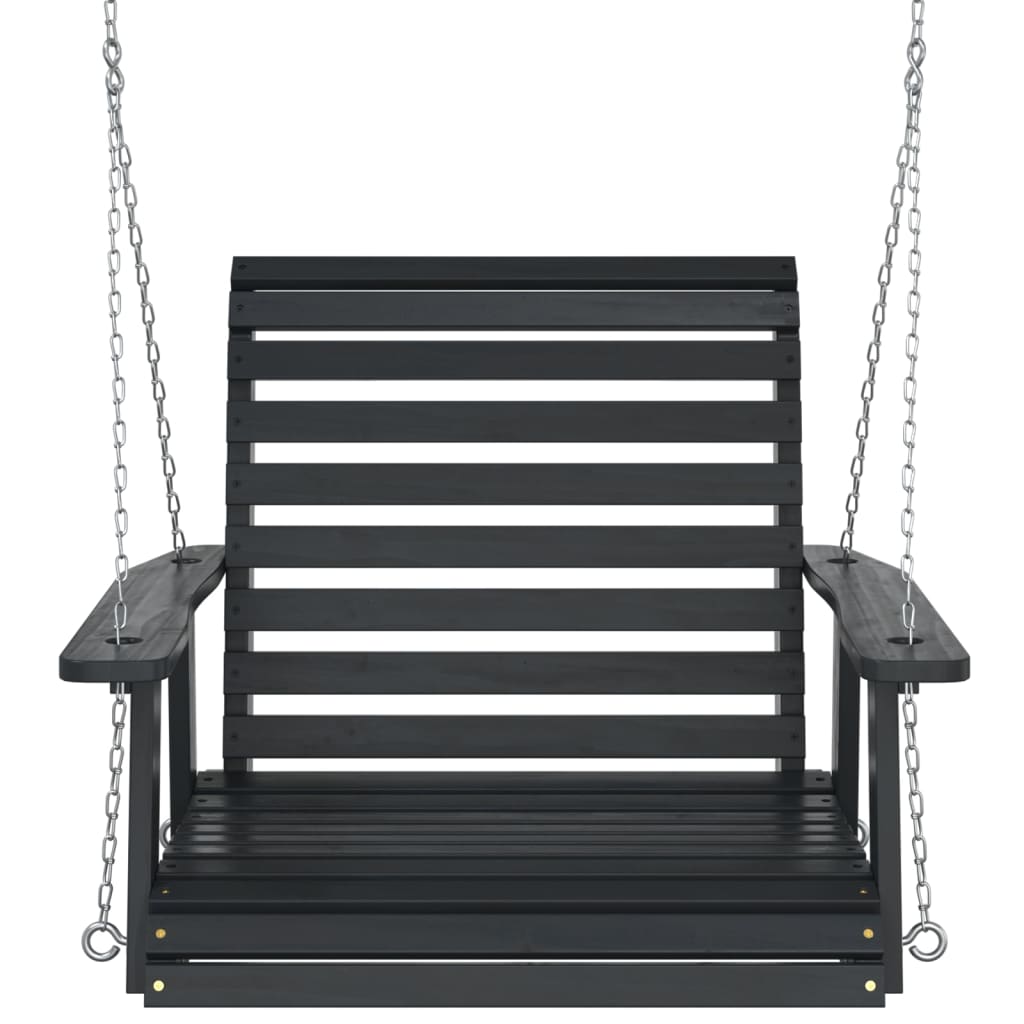 vidaXL Silla columpio jardín con cadenas de metal madera abeto negro