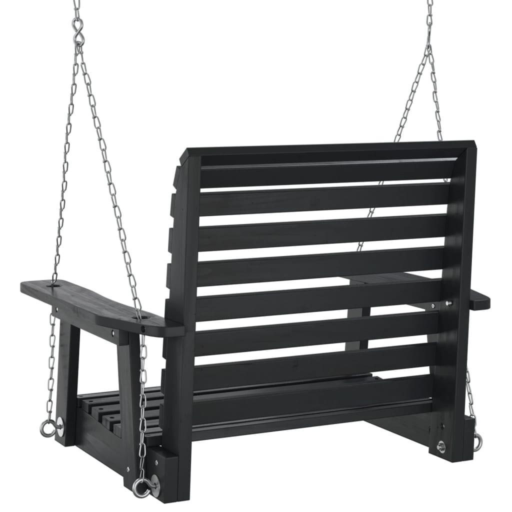 vidaXL Silla columpio jardín con cadenas de metal madera abeto negro