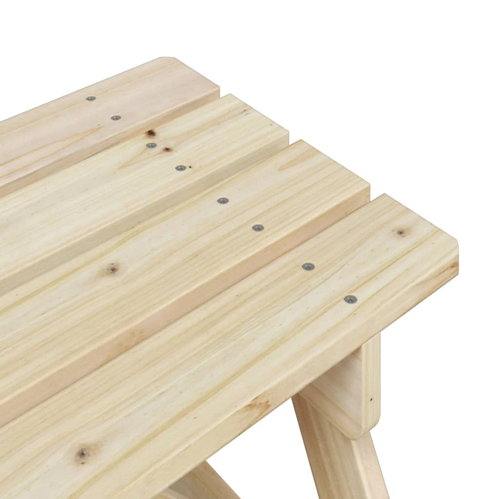 vidaXL Mesa de picnic para 4 niños agujero para sombrilla madera abeto