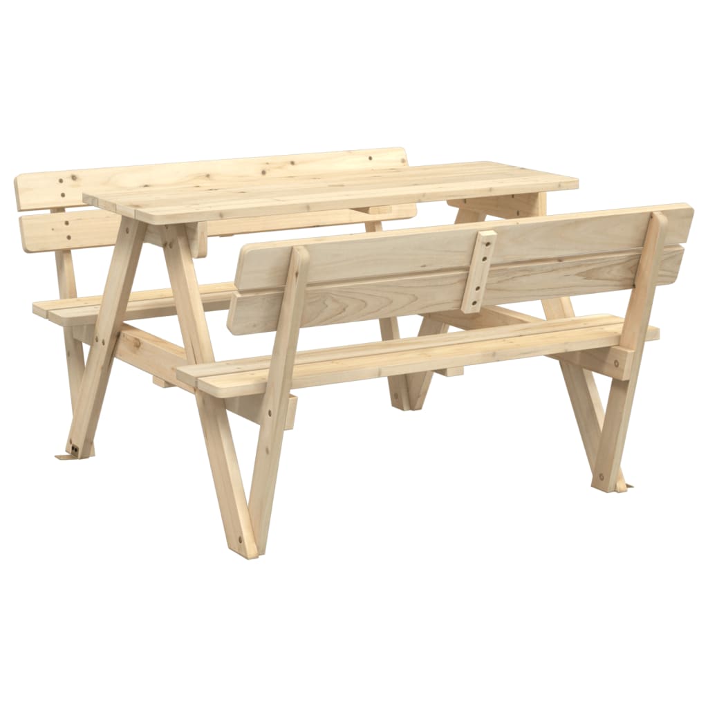 vidaXL Mesa de picnic para 4 niños agujero para sombrilla madera abeto