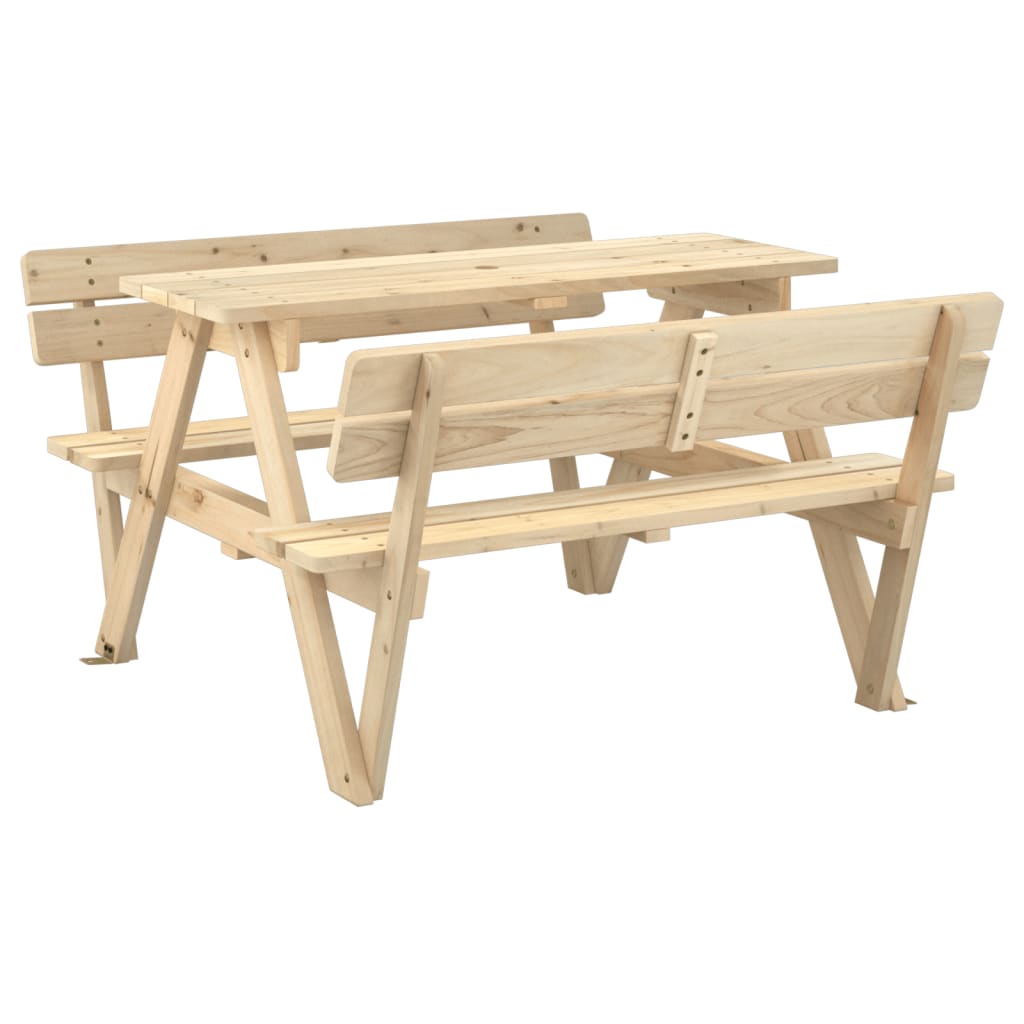 vidaXL Mesa de picnic para 4 niños agujero para sombrilla madera abeto