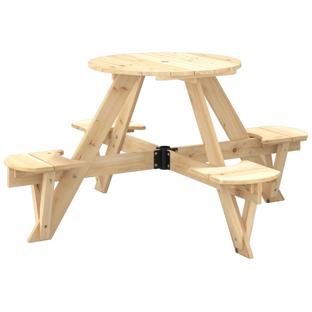 vidaXL Mesa de picnic para 4 niños agujero para sombrilla madera abeto