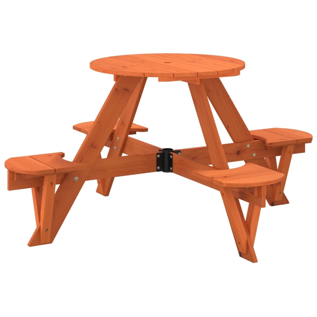 vidaXL Mesa de picnic para 4 niños agujero para sombrilla madera abeto