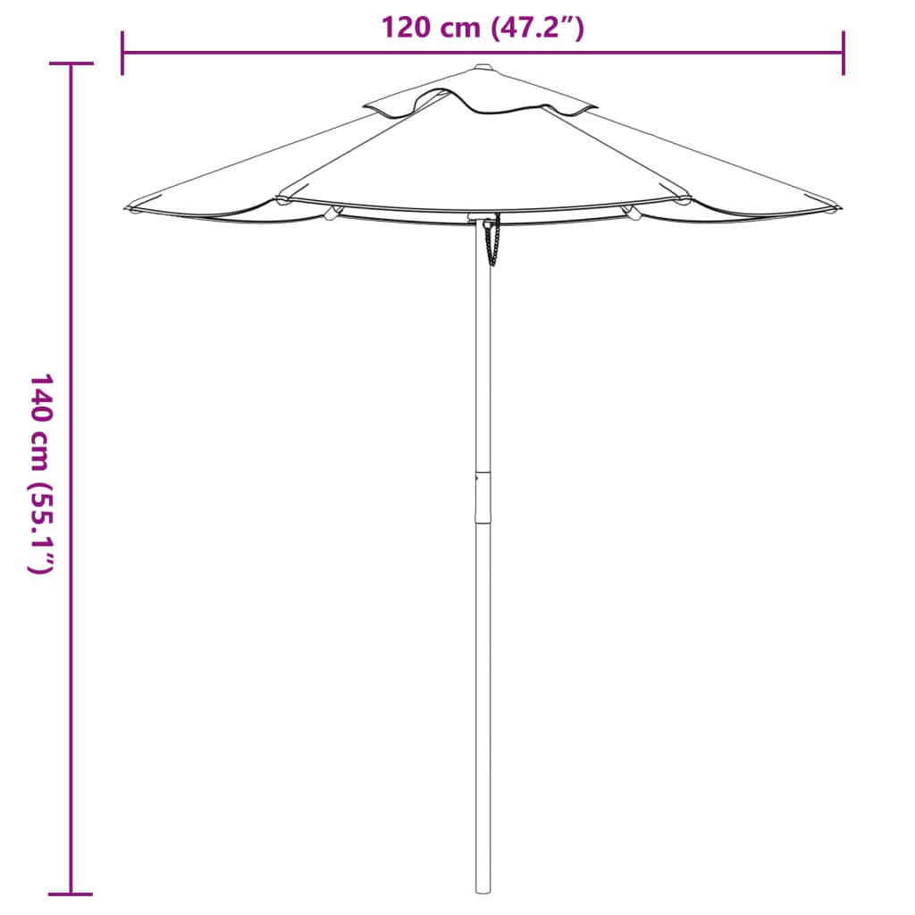 vidaXL Sombrilla de jardín para niños con poste de madera Ø120x140 cm