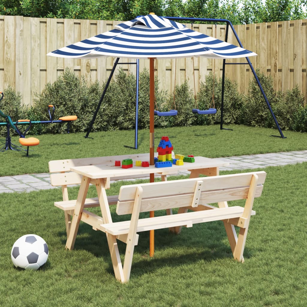 vidaXL Sombrilla de jardín para niños con poste de madera Ø120x140 cm