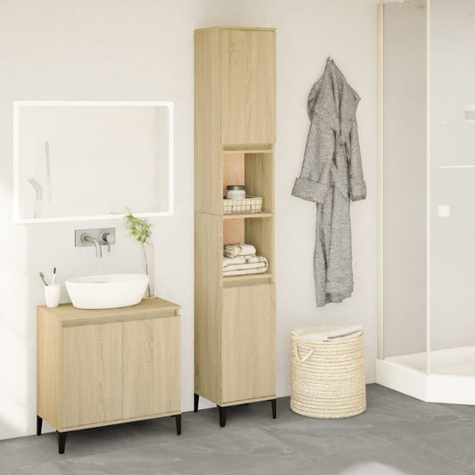 vidaXL Armario de baño madera contrachapada roble Sonoma 30x30x190 cm