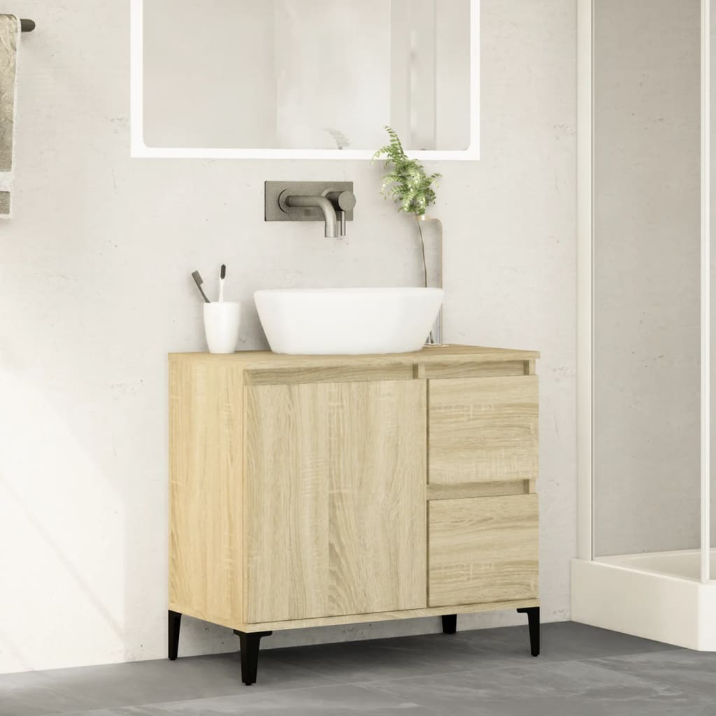 vidaXL Armario de baño madera contrachapada roble Sonoma 65x33x60 cm