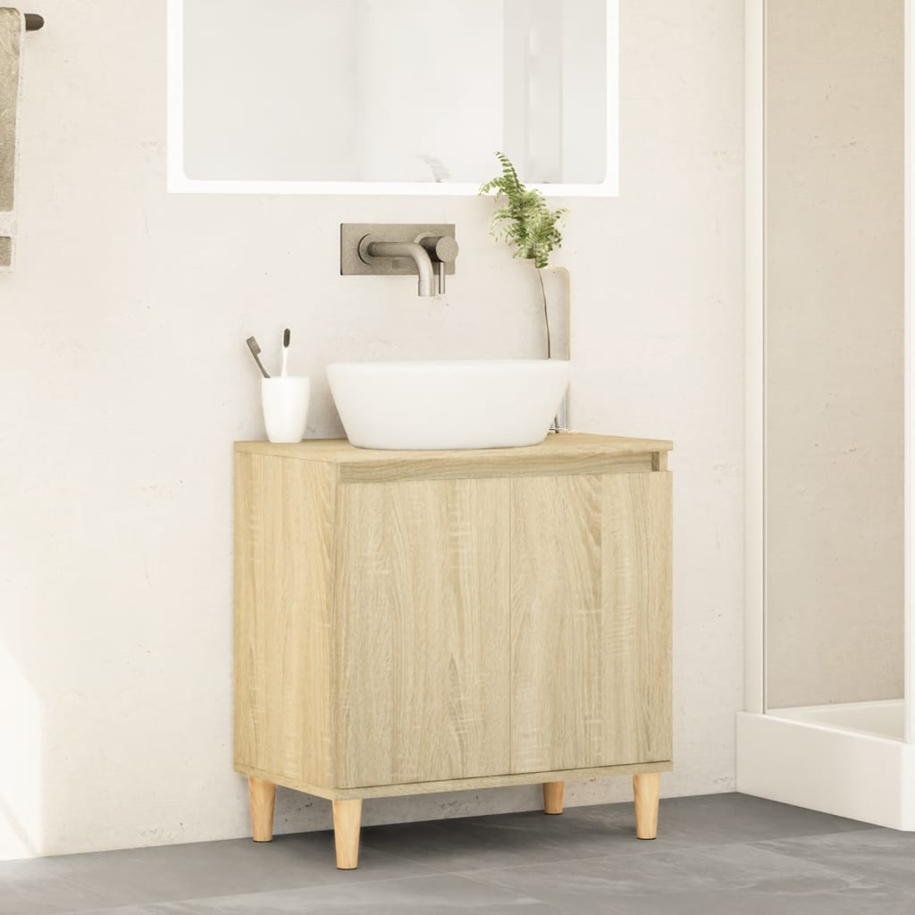 vidaXL Armario de lavabo madera contrachapada roble Sonoma 58x33x60 cm