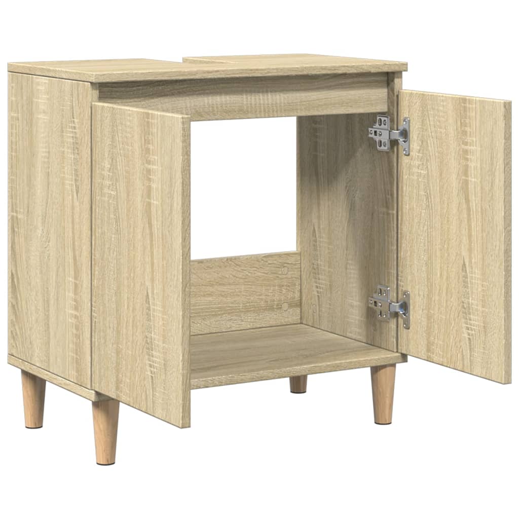 vidaXL Armario de lavabo madera contrachapada roble Sonoma 58x33x60 cm