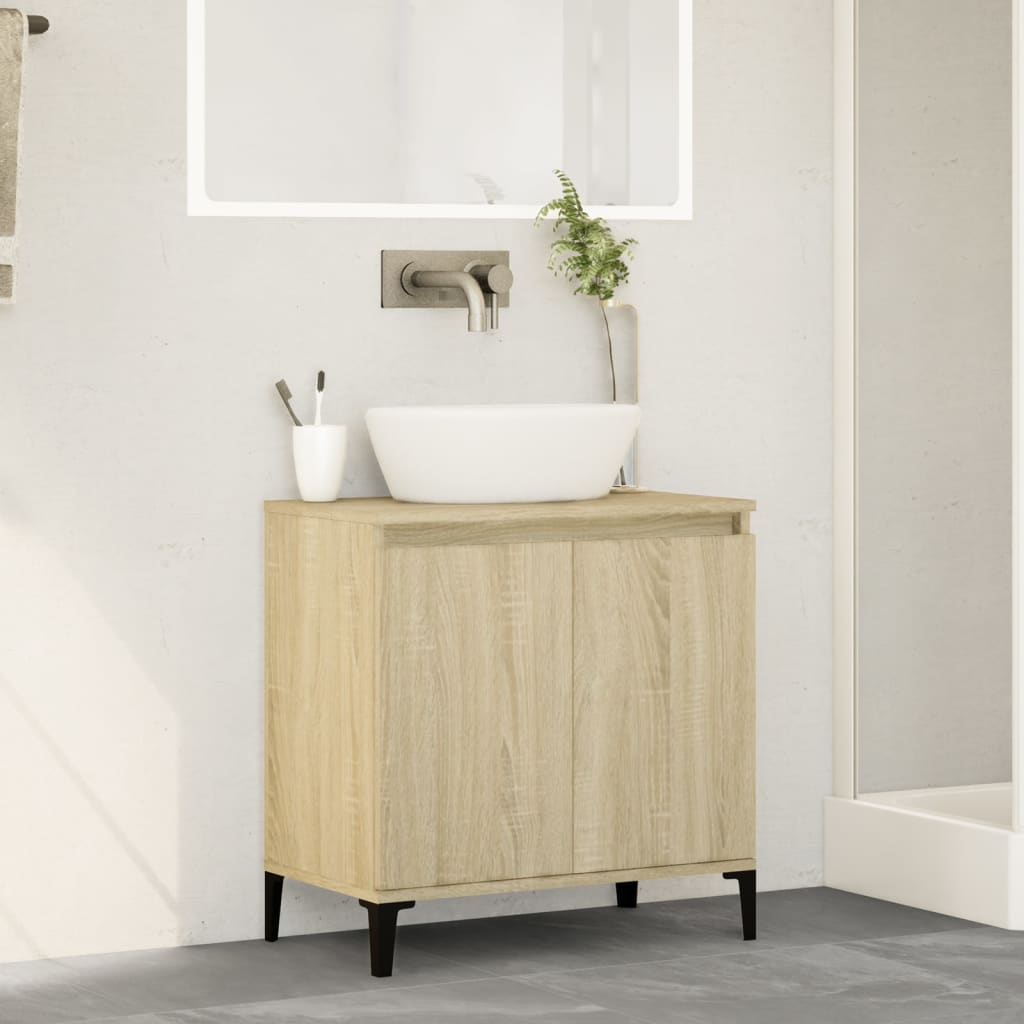 vidaXL Armario de lavabo madera contrachapada roble Sonoma 58x33x60 cm