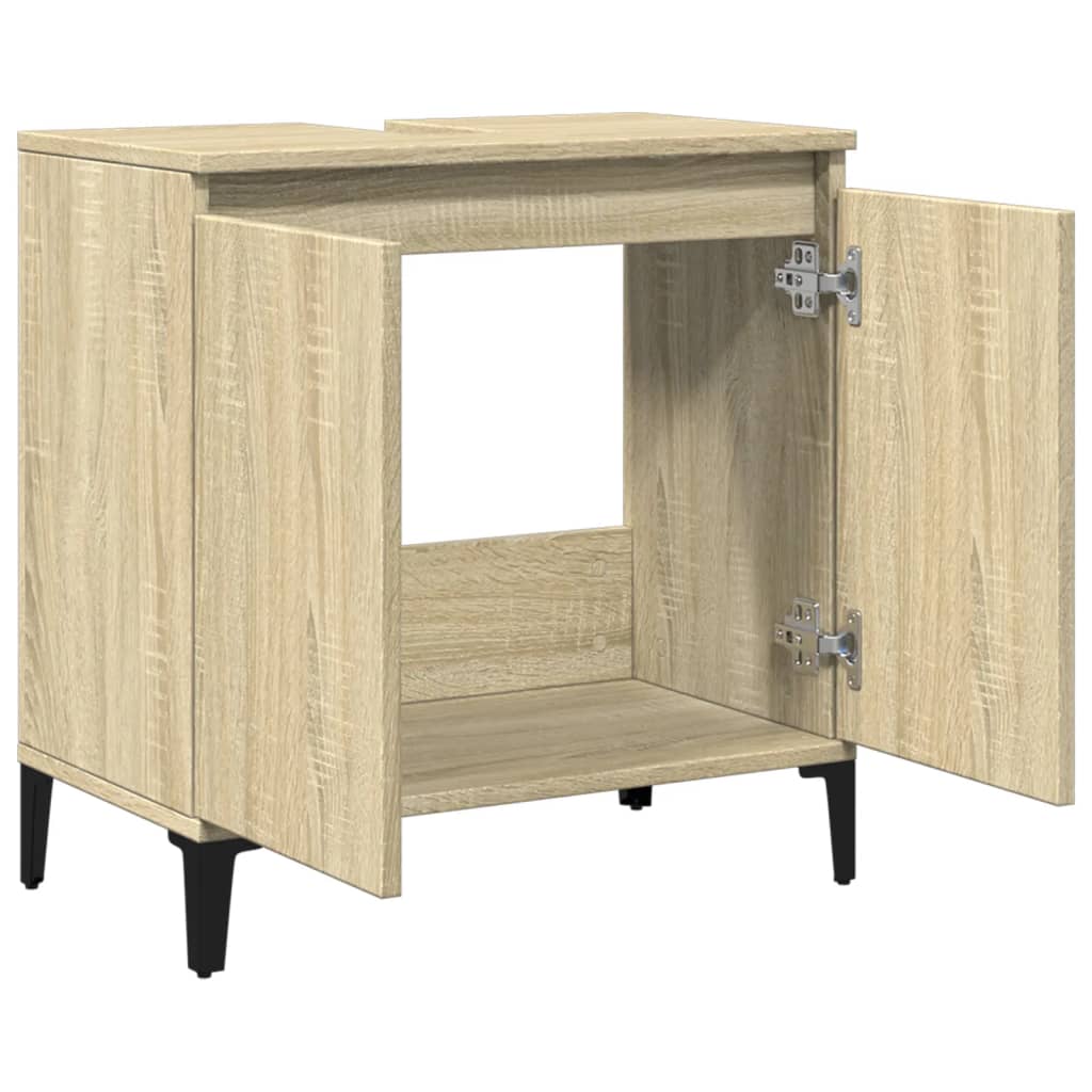 vidaXL Armario de lavabo madera contrachapada roble Sonoma 58x33x60 cm