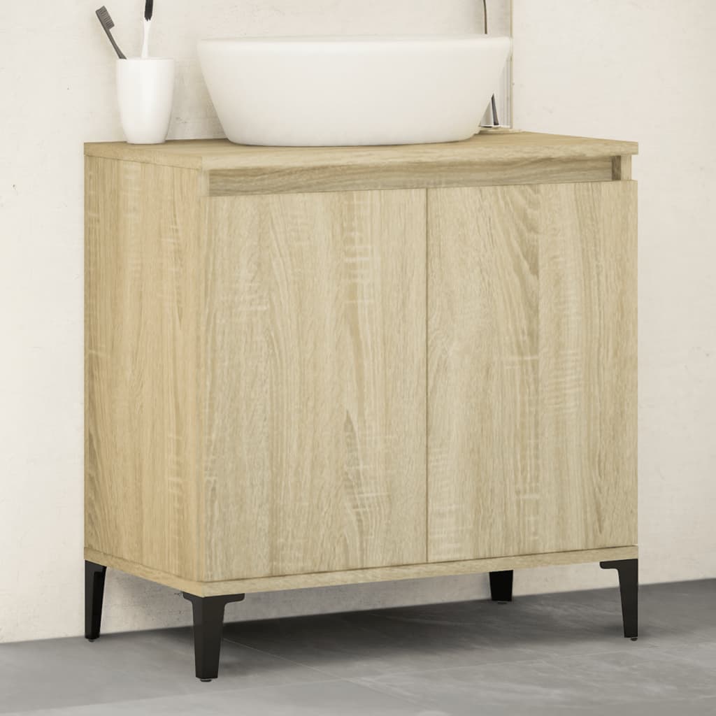 vidaXL Armario de lavabo madera contrachapada roble Sonoma 58x33x60 cm