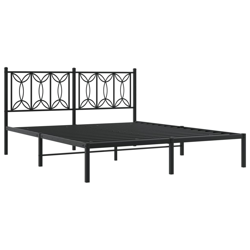 vidaXL Estructura cama sin colchón con cabecero metal negro 150x200 cm