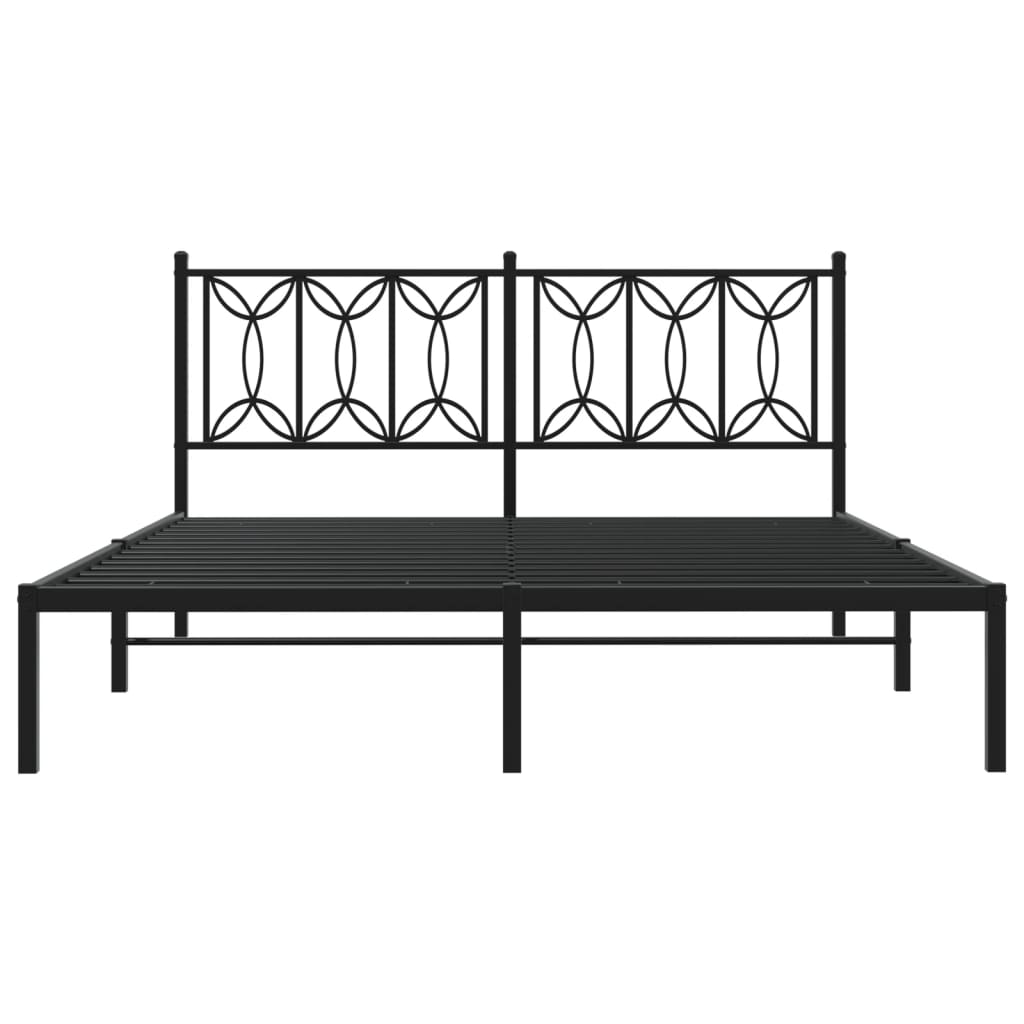 vidaXL Estructura cama sin colchón con cabecero metal negro 150x200 cm