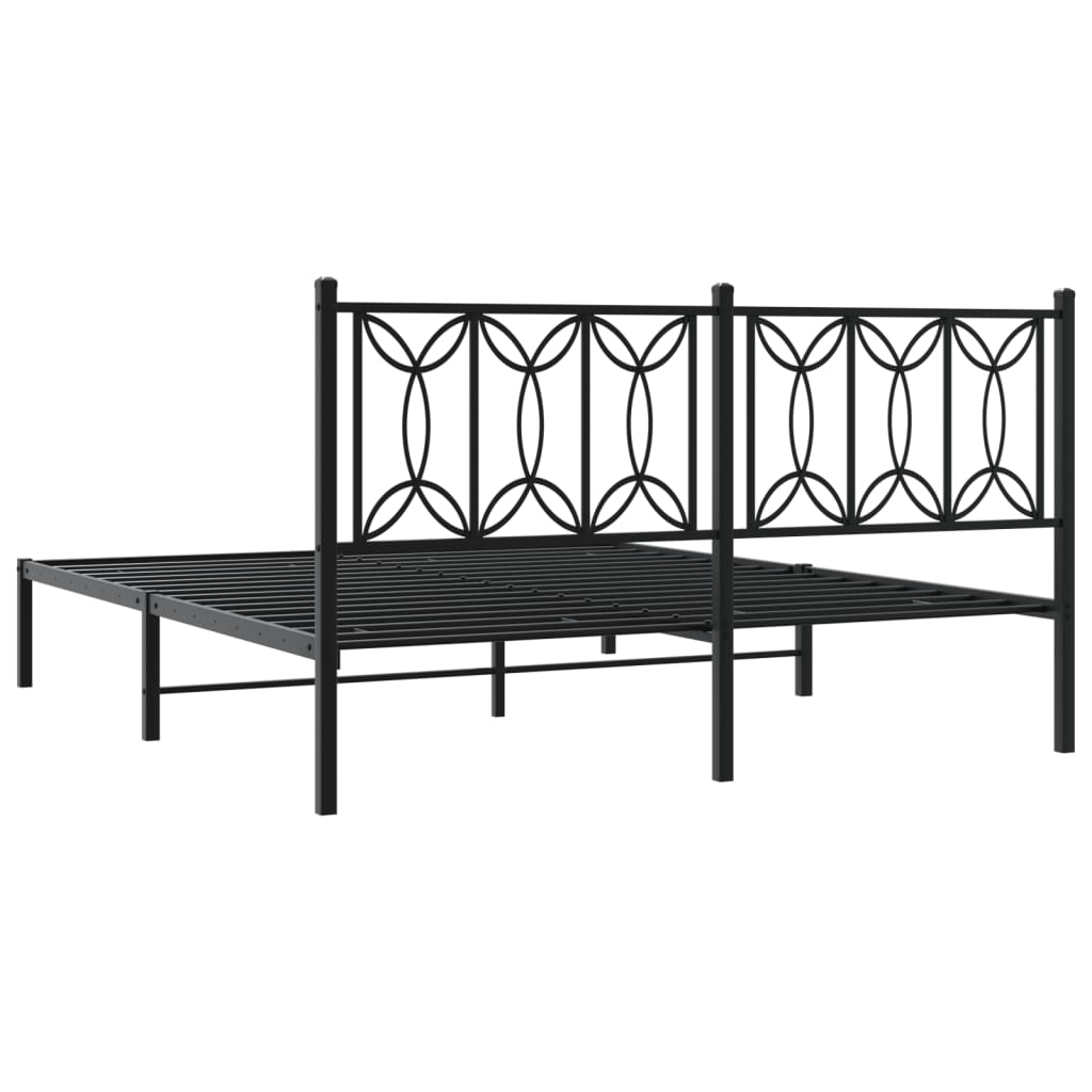 vidaXL Estructura cama sin colchón con cabecero metal negro 150x200 cm