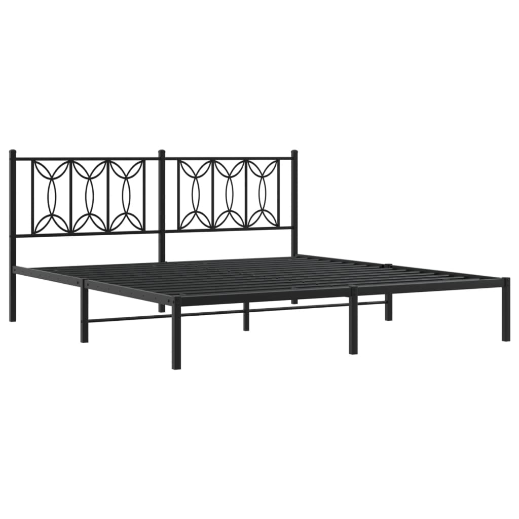 vidaXL Estructura cama sin colchón con cabecero metal negro 180x200 cm