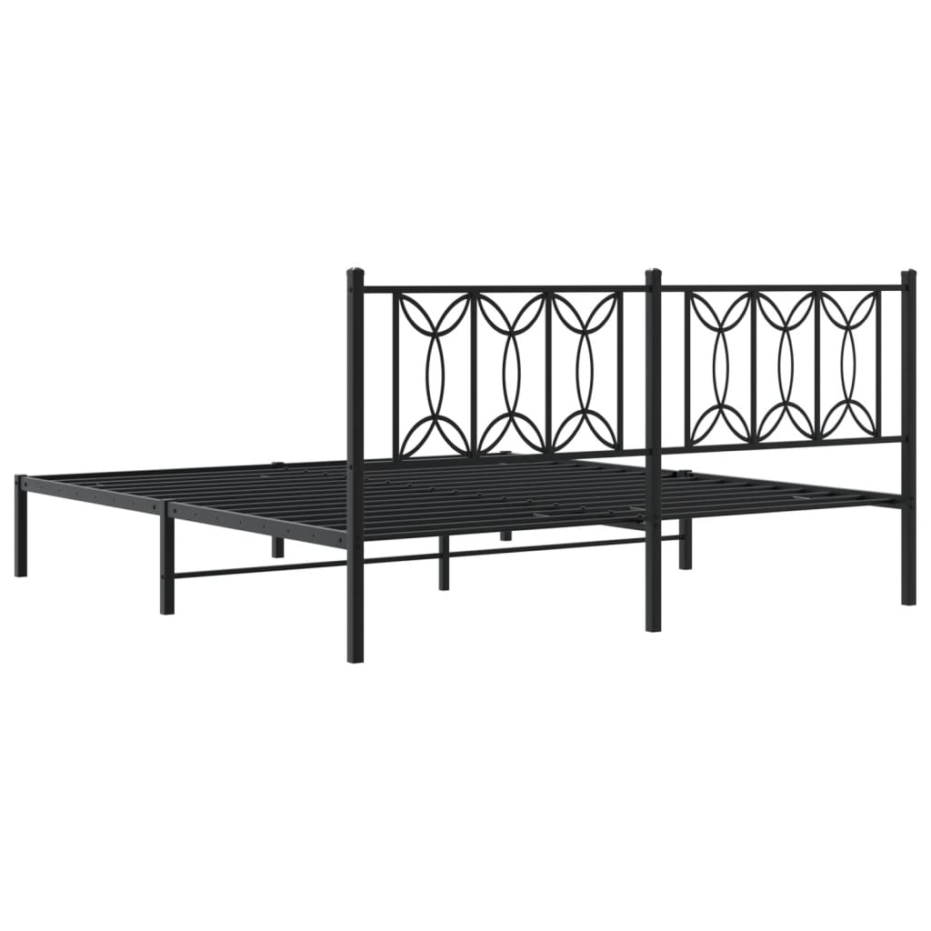 vidaXL Estructura cama sin colchón con cabecero metal negro 180x200 cm