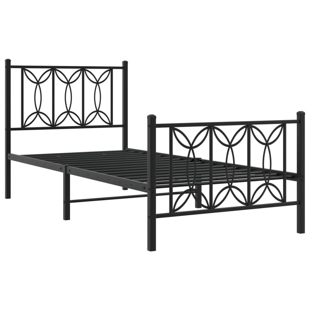 vidaXL Estructura cama sin colchón con estribo metal negro 90x200 cm