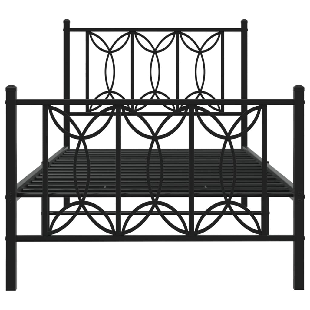 vidaXL Estructura cama sin colchón con estribo metal negro 90x200 cm