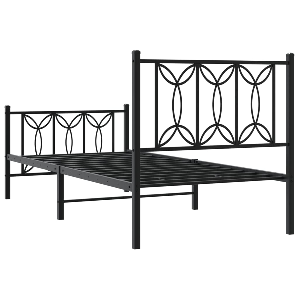 vidaXL Estructura cama sin colchón con estribo metal negro 90x200 cm