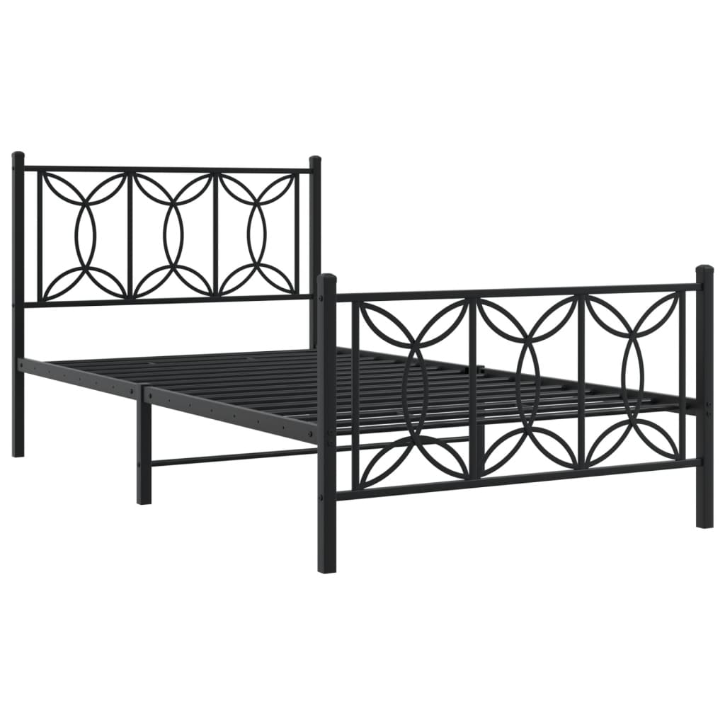 vidaXL Estructura cama sin colchón con estribo metal negro 100x200 cm