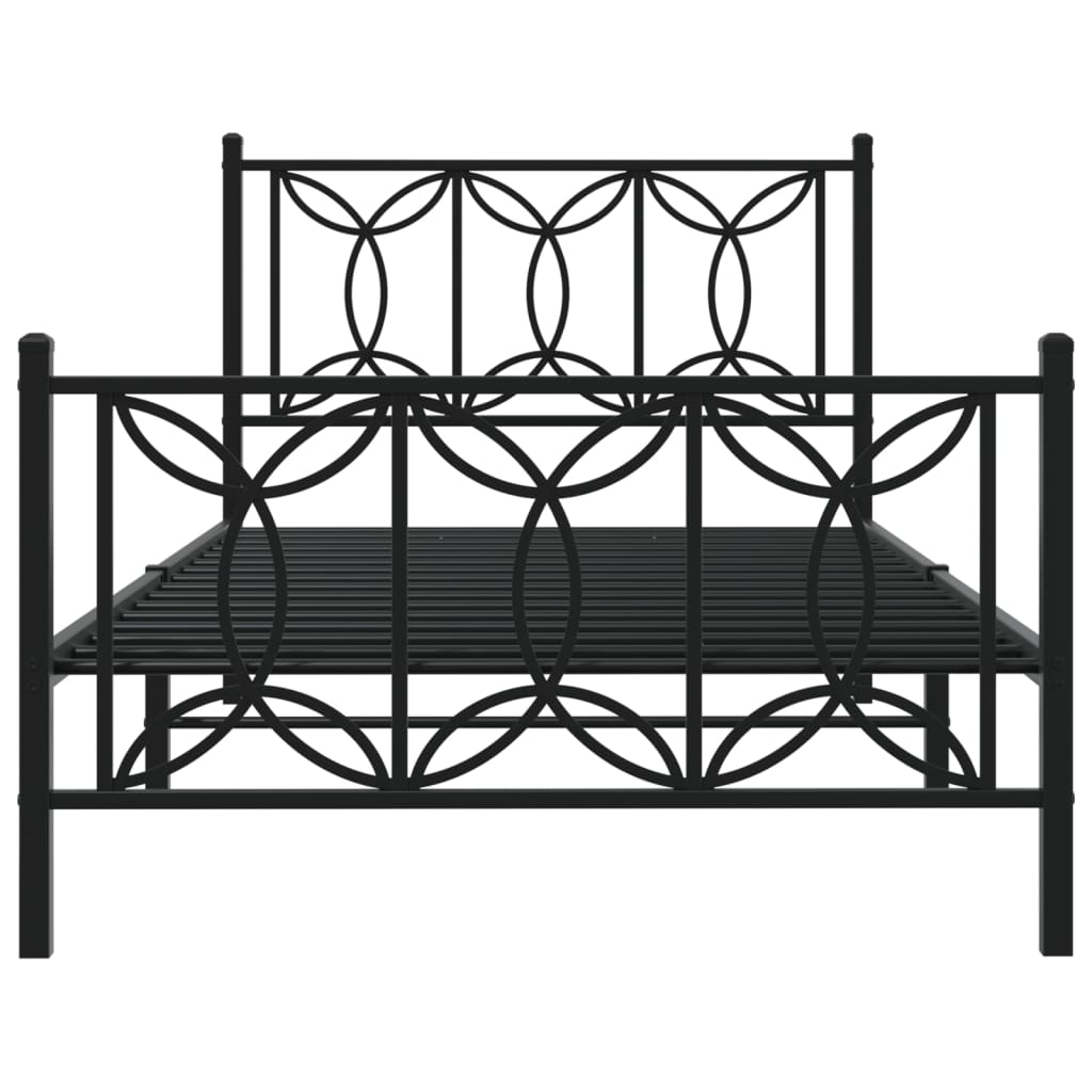 vidaXL Estructura cama sin colchón con estribo metal negro 100x200 cm