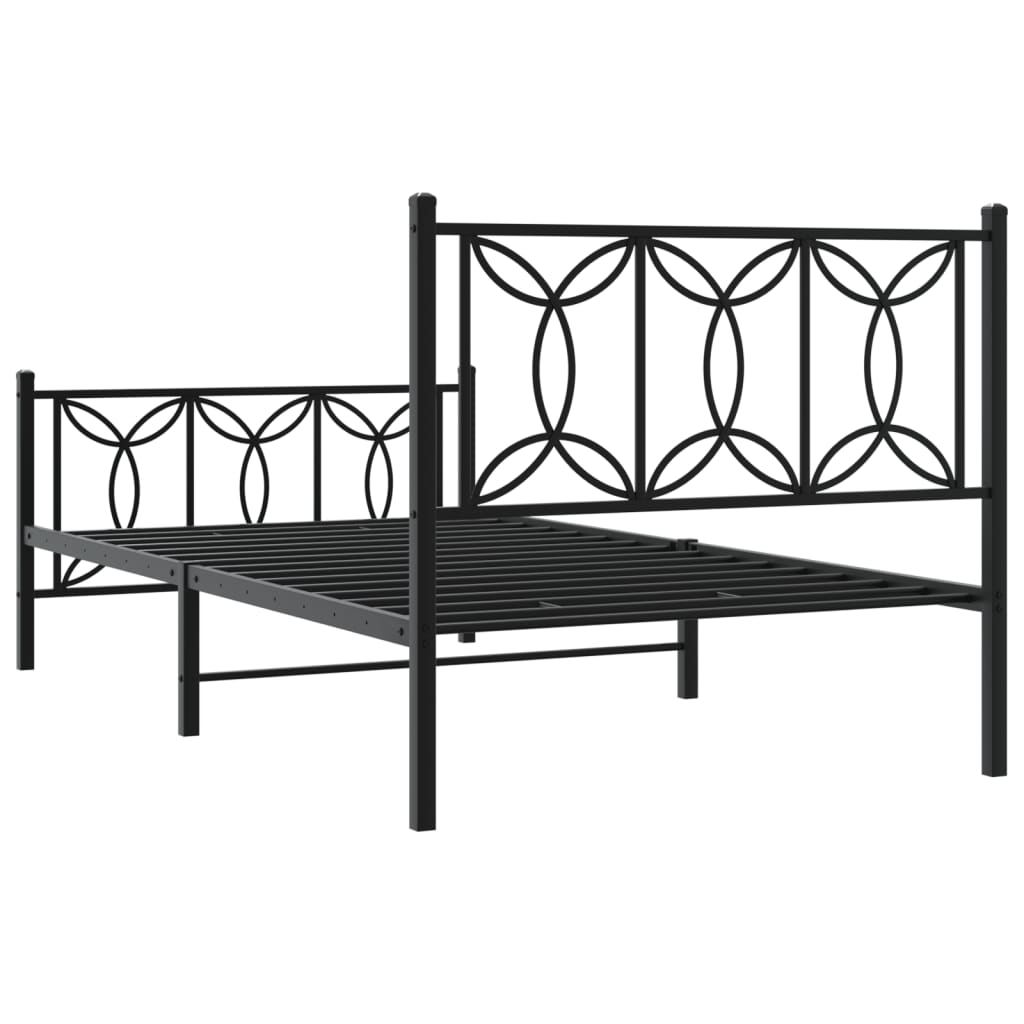 vidaXL Estructura cama sin colchón con estribo metal negro 100x200 cm