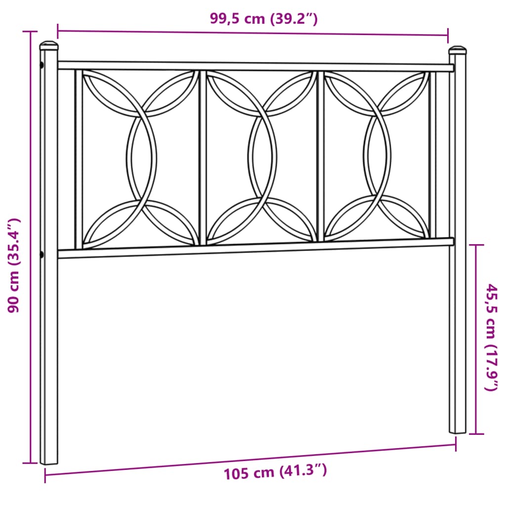 vidaXL Cabecero de metal negro 100 cm