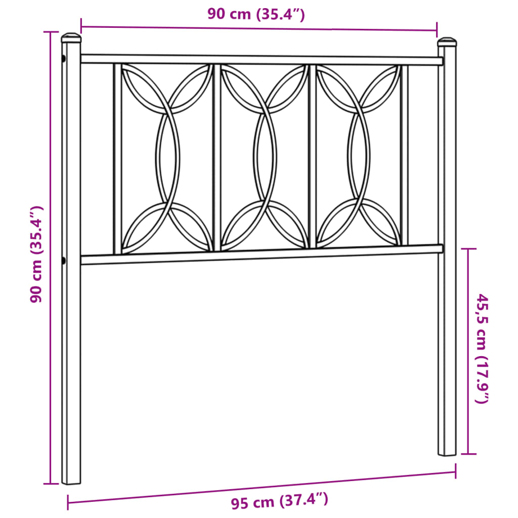 vidaXL Cabecero de metal blanco 90 cm