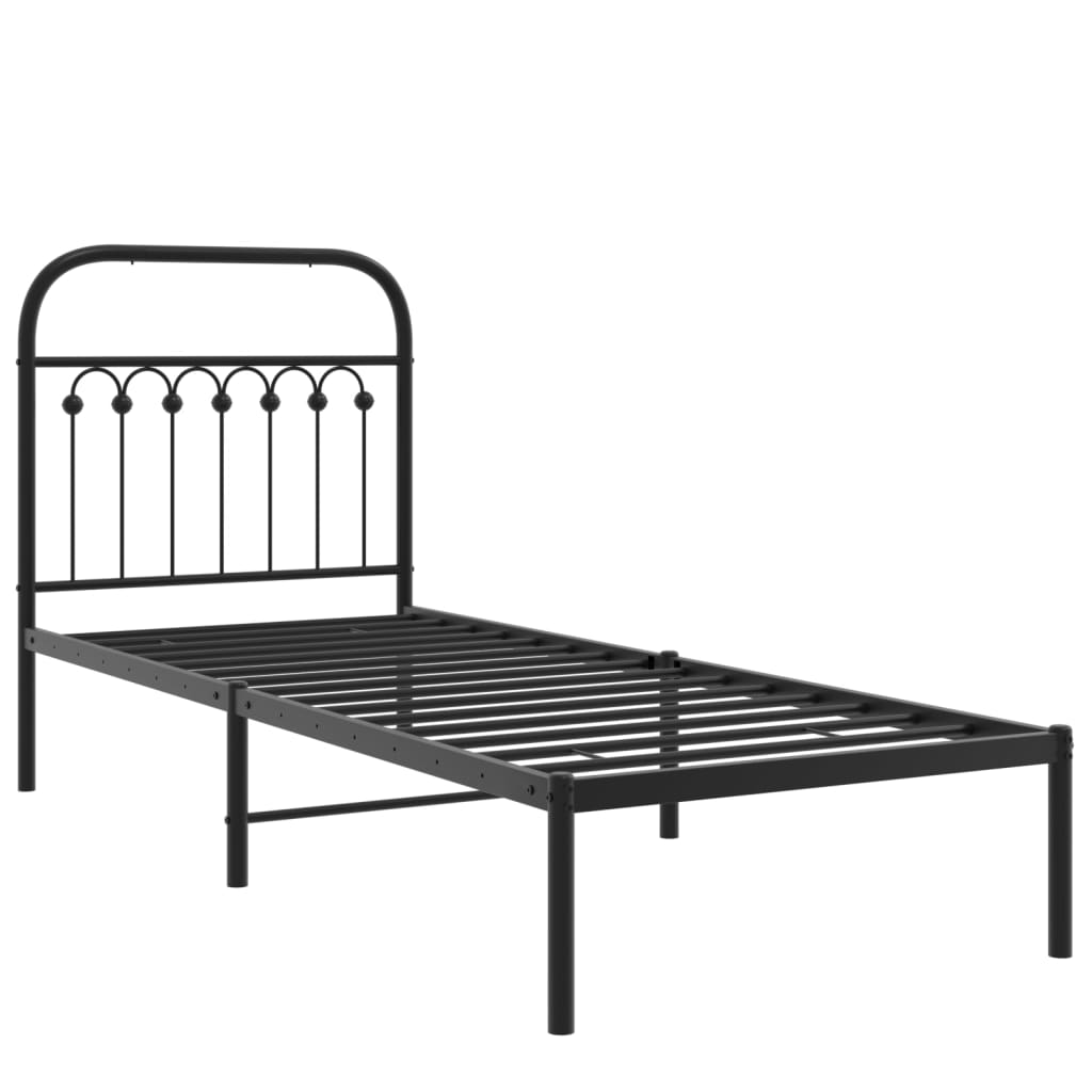 vidaXL Estructura cama sin colchón con cabecero metal negro 75x190 cm