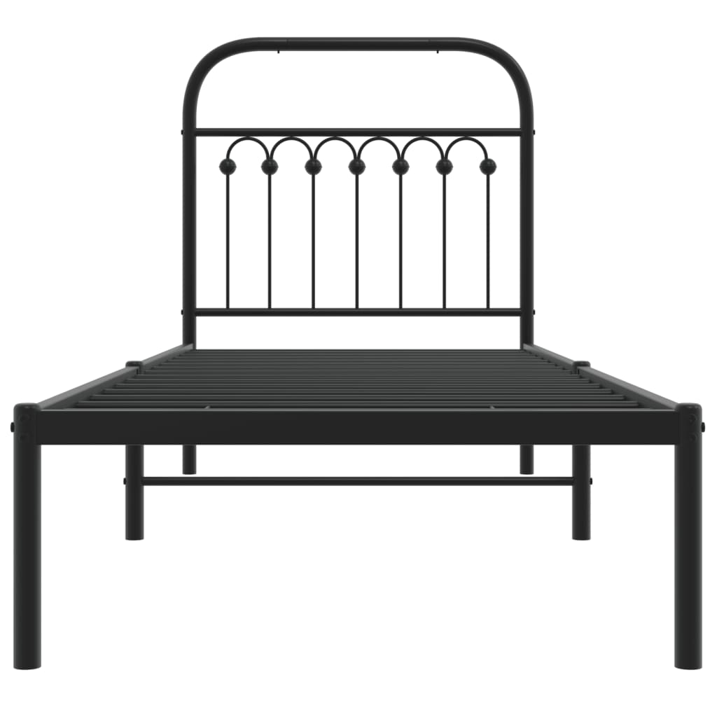 vidaXL Estructura cama sin colchón con cabecero metal negro 75x190 cm